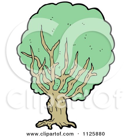 Cartoon Of A Tree With Green Foliage 34 - Royalty Free Vector Clipart by lineartestpilot