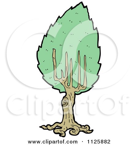 Cartoon Of A Tree With Green Foliage 33 - Royalty Free Vector Clipart by lineartestpilot