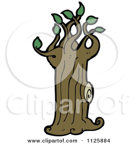 Cartoon Of A Tree With Green Foliage 38 - Royalty Free Vector Clipart by lineartestpilot