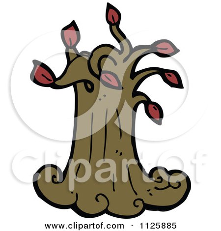 Cartoon Of A Tree With Red Autumn Foliage 26 - Royalty Free Vector Clipart by lineartestpilot