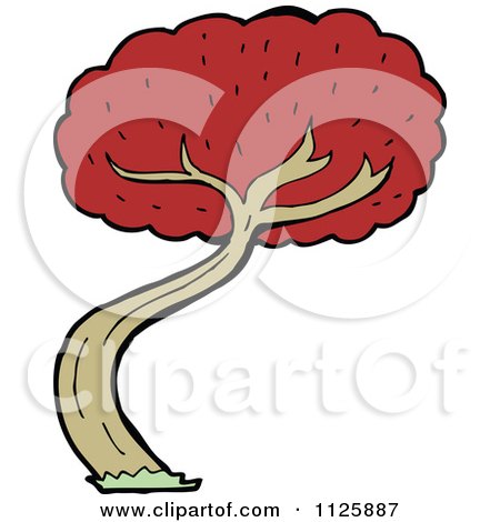 Cartoon Of A Tree With Red Autumn Foliage 22 - Royalty Free Vector Clipart by lineartestpilot