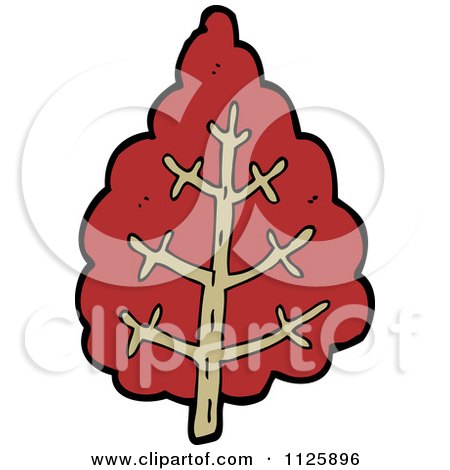 Cartoon Of A Tree With Red Autumn Foliage 15 - Royalty Free Vector Clipart by lineartestpilot
