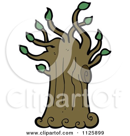 Cartoon Of A Tree With Green Foliage 35 - Royalty Free Vector Clipart by lineartestpilot