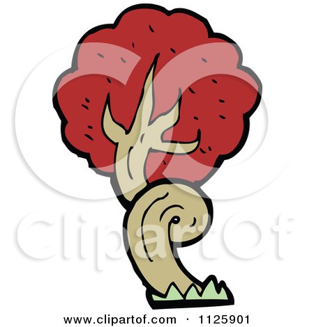 Cartoon Of A Tree With Red Autumn Foliage 24 - Royalty Free Vector Clipart by lineartestpilot