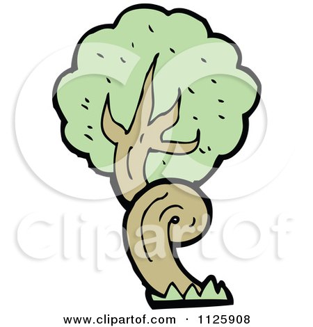 Cartoon Of A Tree With Green Foliage 26 - Royalty Free Vector Clipart by lineartestpilot
