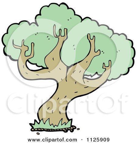 Cartoon Of A Tree With Green Foliage 22 - Royalty Free Vector Clipart by lineartestpilot