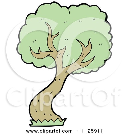 Cartoon Of A Tree With Green Foliage 25 - Royalty Free Vector Clipart by lineartestpilot