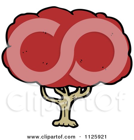 Cartoon Of A Tree With Red Autumn Foliage 10 - Royalty Free Vector Clipart by lineartestpilot