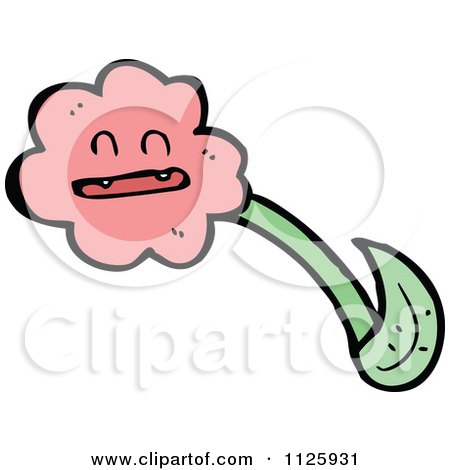 Cartoon Of A Pink Flower Character 11 - Royalty Free Vector Clipart by lineartestpilot