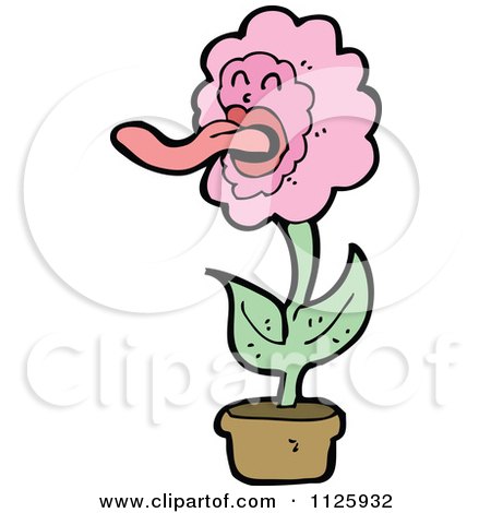 Cartoon Of A Pink Potted Flower Character 4 - Royalty Free Vector Clipart by lineartestpilot