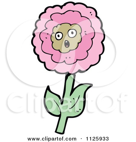 Cartoon Of A Pink Flower Character 12 - Royalty Free Vector Clipart by lineartestpilot