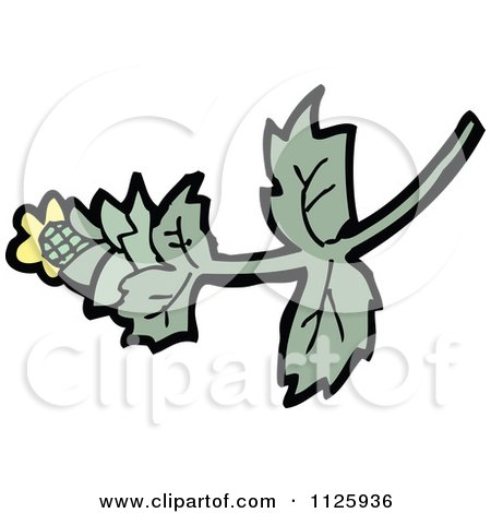 Cartoon Of A Plant With A Yellow Thistle Flower - Royalty Free Vector Clipart by lineartestpilot