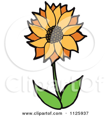 Cartoon Of A Sunflower - Royalty Free Vector Clipart by lineartestpilot