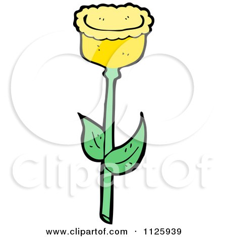 Cartoon Of A Yellow Tulip Flower 2 - Royalty Free Vector Clipart by lineartestpilot