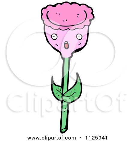 Cartoon Of A Pink Flower Character 14 - Royalty Free Vector Clipart by lineartestpilot
