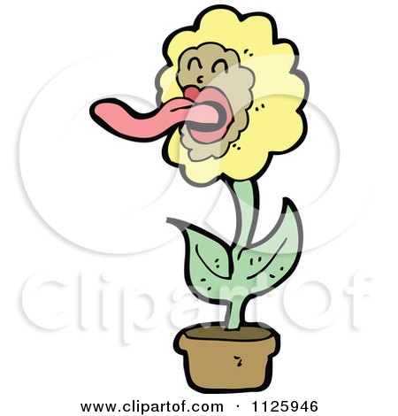Cartoon Of A Potted Sunflower 1 - Royalty Free Vector Clipart by lineartestpilot