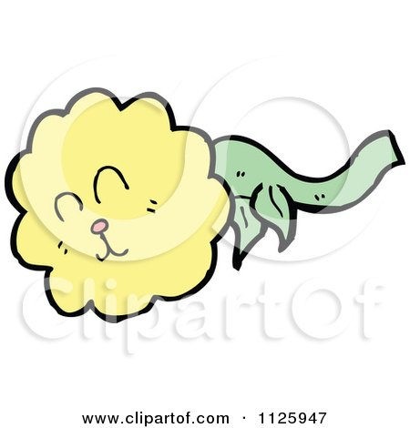 Cartoon Of A Sleeping Yellow Flower Character - Royalty Free Vector Clipart by lineartestpilot