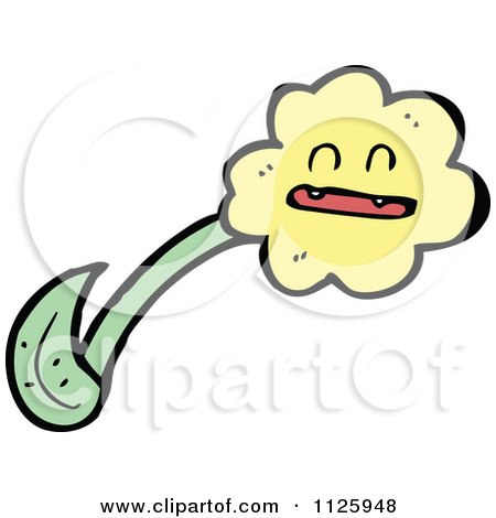 Cartoon Of A Yellow Flower Character - Royalty Free Vector Clipart by lineartestpilot
