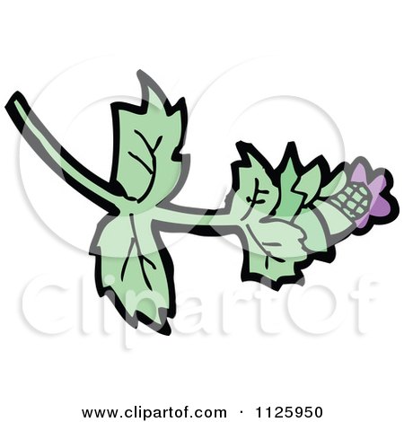 Cartoon Of A Plant With A Purple Thistle Flower - Royalty Free Vector Clipart by lineartestpilot