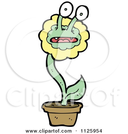 Cartoon Of A Potted Sunflower 4 - Royalty Free Vector Clipart by lineartestpilot