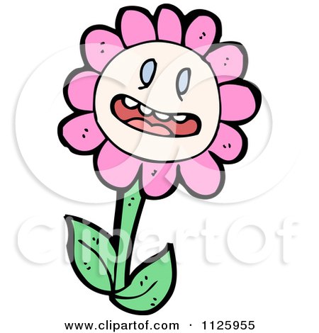Cartoon Of A Pink Flower Character 6 - Royalty Free Vector Clipart by lineartestpilot