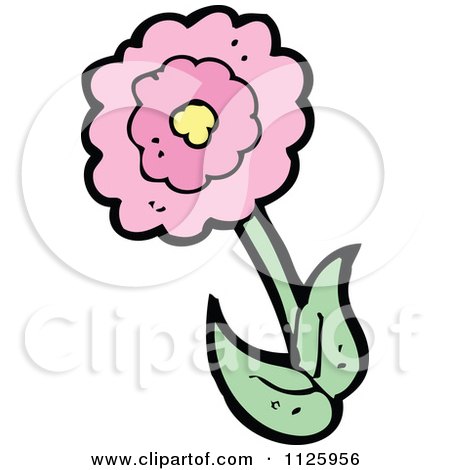 Cartoon Of A Pink Flower 2 - Royalty Free Vector Clipart by lineartestpilot