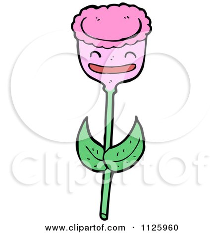 Cartoon Of A Pink Flower Character 13 - Royalty Free Vector Clipart by lineartestpilot