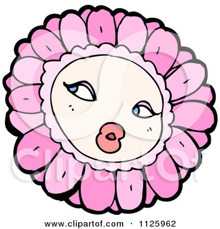 Cartoon Of A Pink Flower Character 4 - Royalty Free Vector Clipart by lineartestpilot