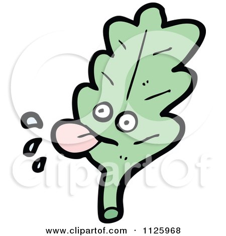 Cartoon Of A Green Oak Leaf Character 4 - Royalty Free Vector Clipart by lineartestpilot