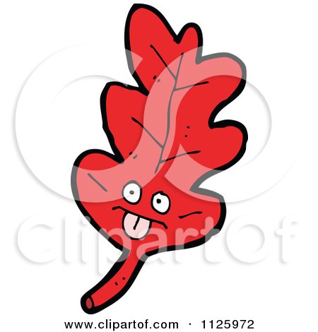 Cartoon Of A Red Oak Leaf Character 1 - Royalty Free Vector Clipart by lineartestpilot