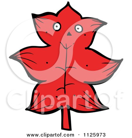 Cartoon Of A Red Leaf Character 1 - Royalty Free Vector Clipart by lineartestpilot