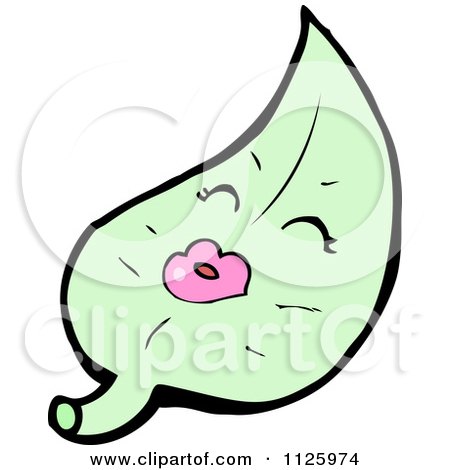 Cartoon Of A Green Leaf Character 9 - Royalty Free Vector Clipart by lineartestpilot