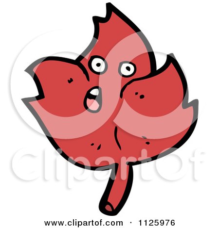 Cartoon Of A Red Leaf Character 6 - Royalty Free Vector Clipart by lineartestpilot