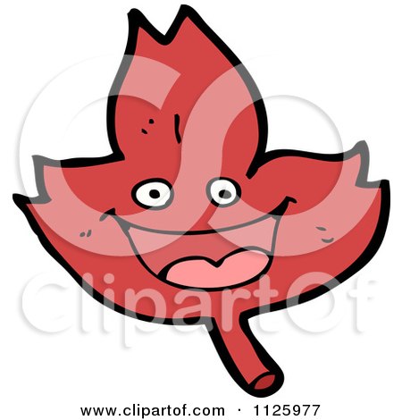 Cartoon Of A Red Leaf Character 7 - Royalty Free Vector Clipart by lineartestpilot