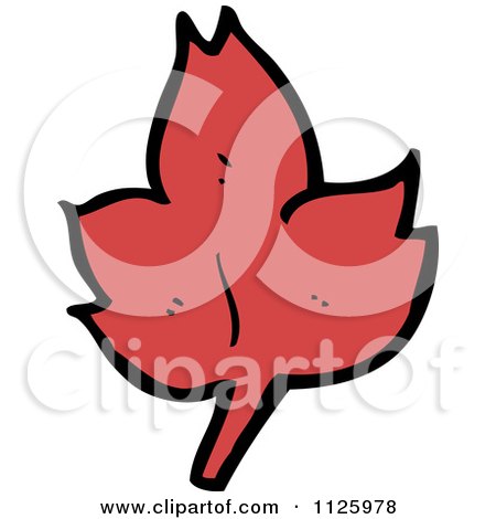 Cartoon Of A Red Leaf - Royalty Free Vector Clipart by lineartestpilot