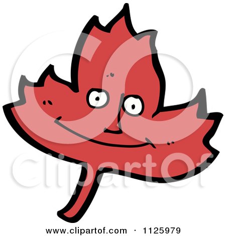 Cartoon Of A Red Leaf Character 8 - Royalty Free Vector Clipart by lineartestpilot