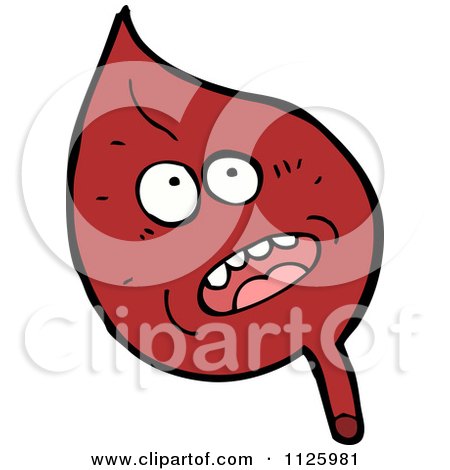 Cartoon Of A Red Leaf Character 2 - Royalty Free Vector Clipart by lineartestpilot