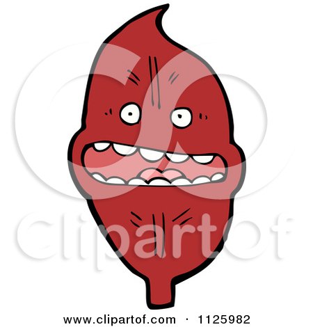 Cartoon Of A Red Leaf Character 3 - Royalty Free Vector Clipart by lineartestpilot