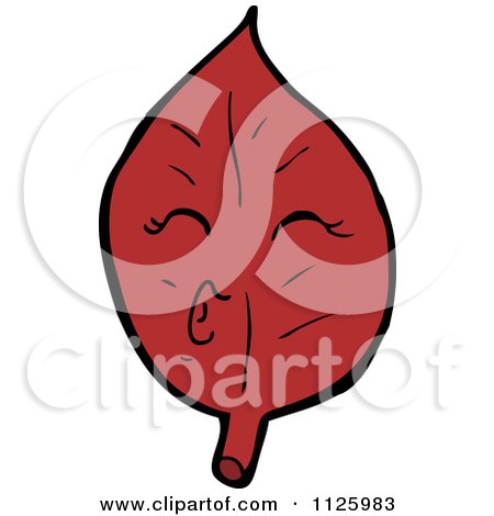 Cartoon Of A Red Leaf Character 4 - Royalty Free Vector Clipart by lineartestpilot