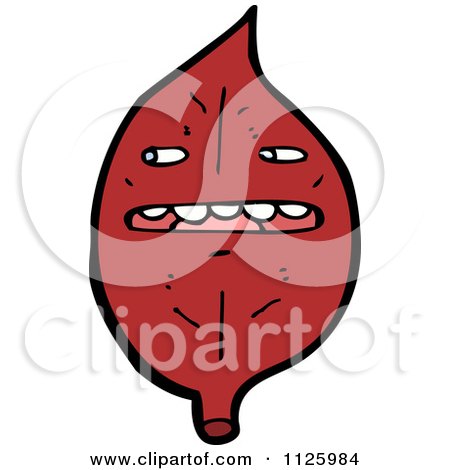 Cartoon Of A Red Leaf Character 5 - Royalty Free Vector Clipart by lineartestpilot