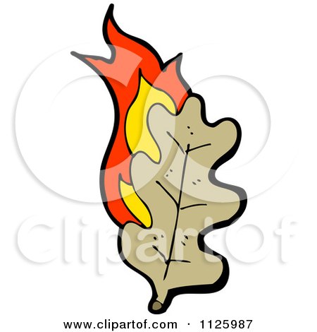 Cartoon Of A Burning Brown Leaf 3 - Royalty Free Vector Clipart by lineartestpilot