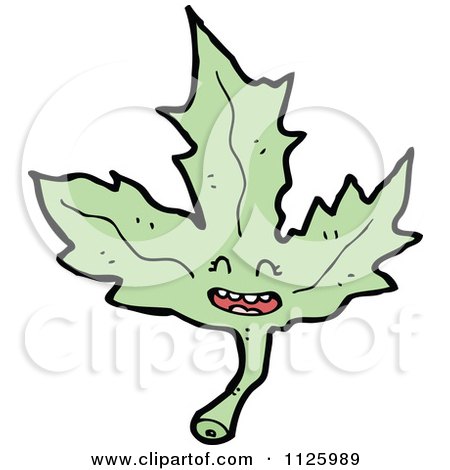Cartoon Of A Green Maple Leaf Character - Royalty Free Vector Clipart by lineartestpilot