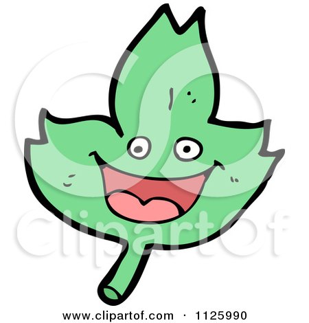 Cartoon Of A Green Leaf Character 8 - Royalty Free Vector Clipart by lineartestpilot