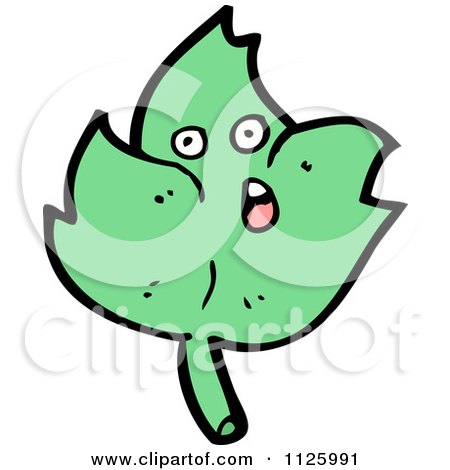 Cartoon Of A Green Leaf Character 7 - Royalty Free Vector Clipart by lineartestpilot