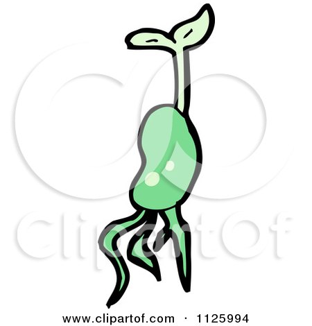 Cartoon Of A Sprouting Green Plant Seed 1 - Royalty Free Vector Clipart by lineartestpilot
