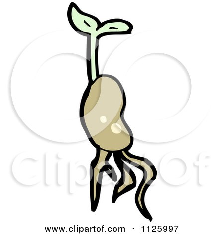 Cartoon Of A Sprouting Plant Seed 1 - Royalty Free Vector Clipart by lineartestpilot