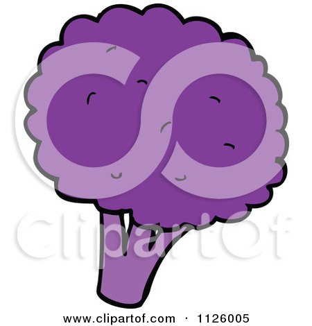 Cartoon Of Purple Broccoli - Royalty Free Vector Clipart by lineartestpilot