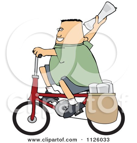 Cartoon Of A Paper Boy On A Bicycle - Royalty Free Vector Clipart by djart