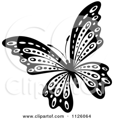 Clipart Of A Black And White Butterfly 30 - Royalty Free Vector Illustration by Vector Tradition SM