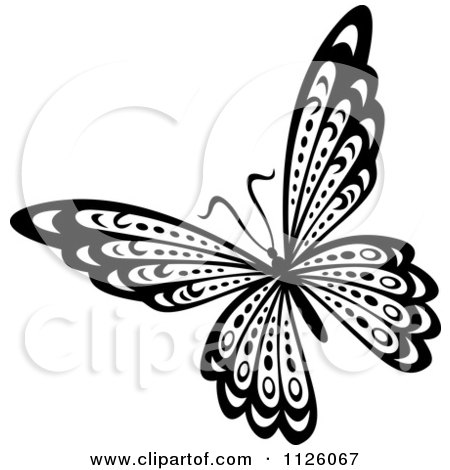 Clipart Of A Black And White Butterfly 25 - Royalty Free Vector Illustration by Vector Tradition SM